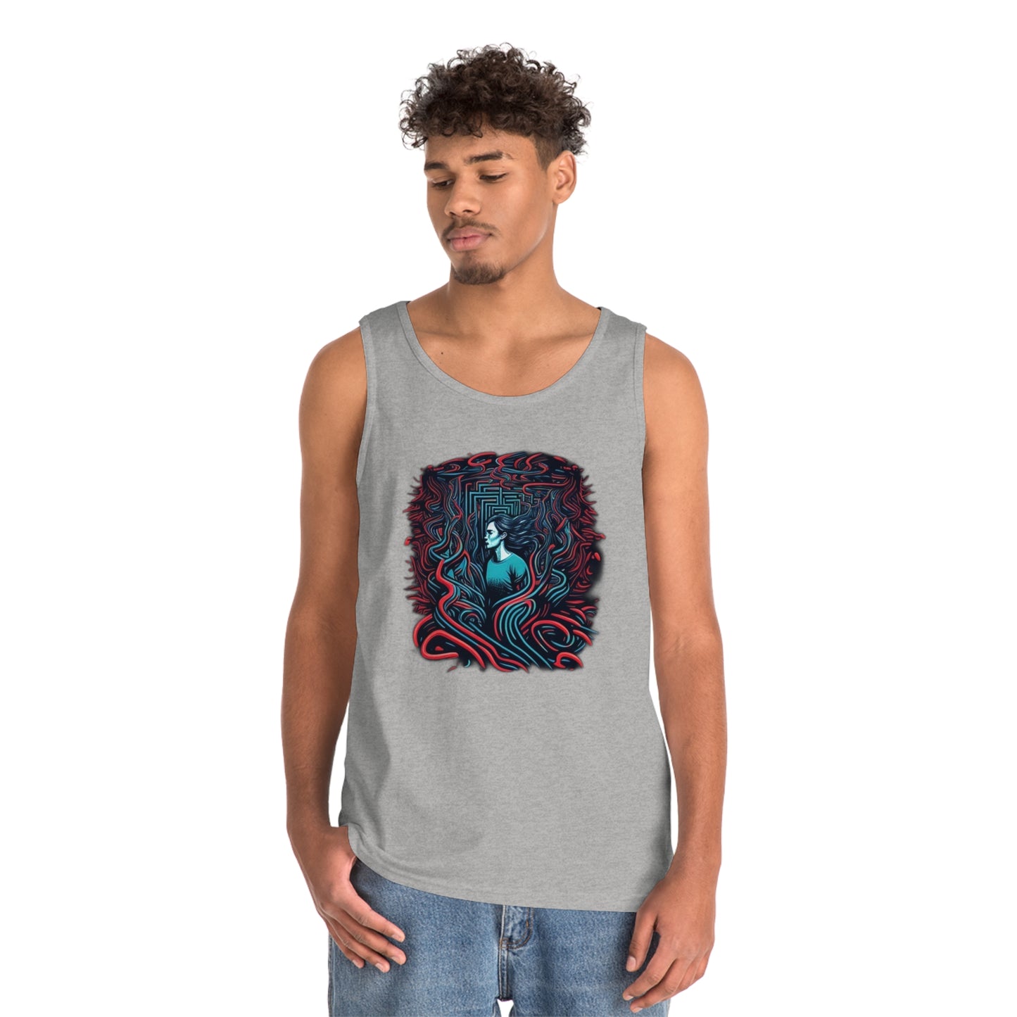 introspective colorful trippy lost in maze Unisex Heavy Cotton Tank Top