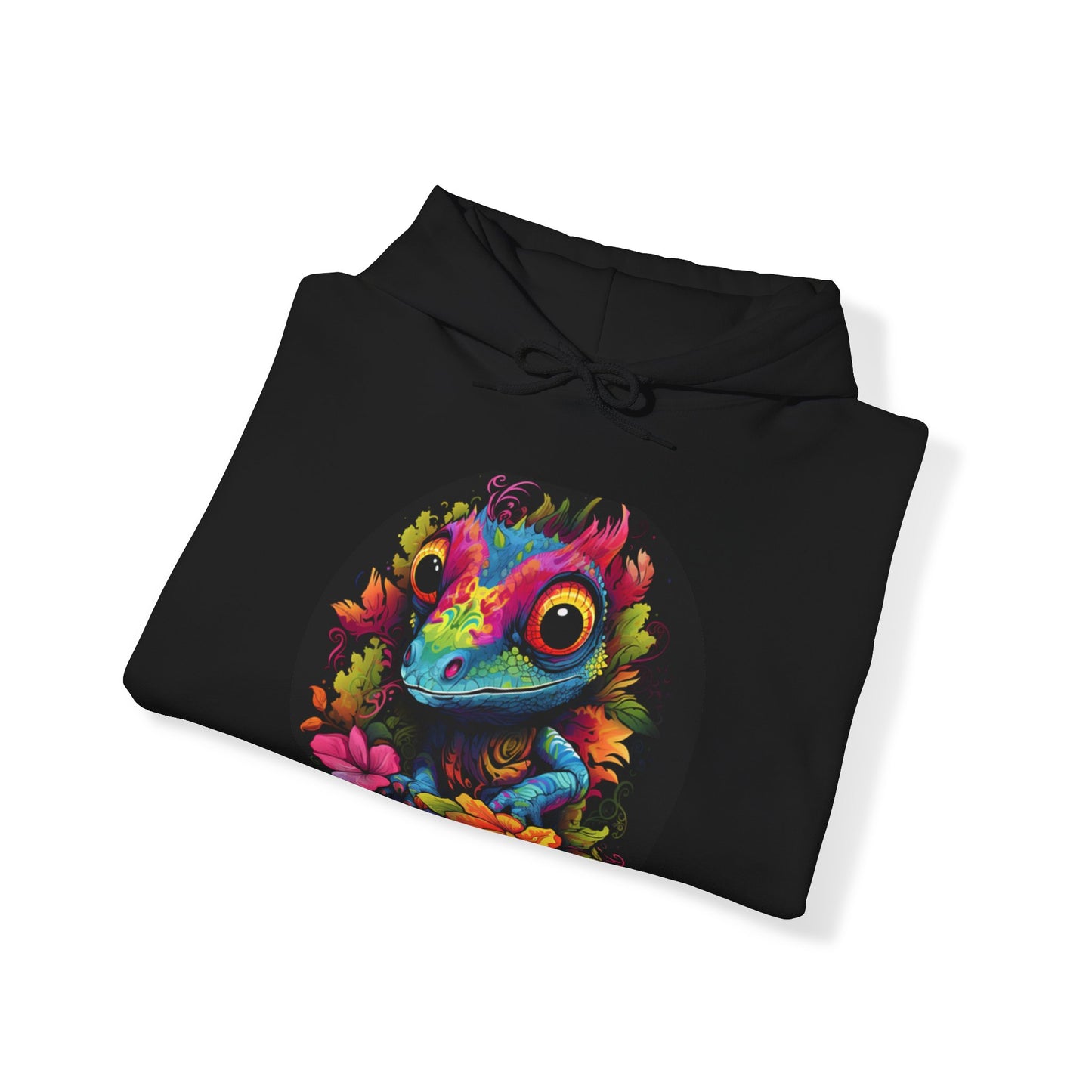 colorful cute gecko flowers Unisex Heavy Blend™ Hooded Sweatshirt