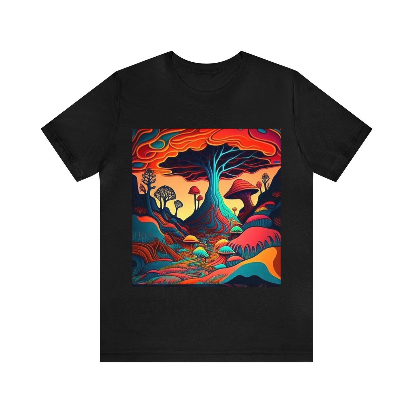 mushroom scenery trippy Unisex Jersey Short Sleeve Tee