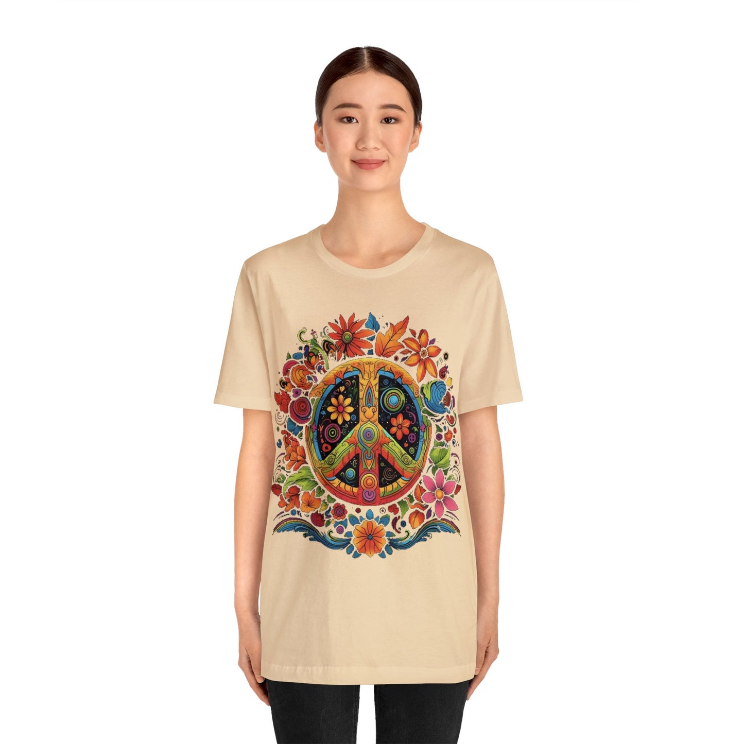 peace symbol colorful trippy Unisex Jersey Short Sleeve Tee