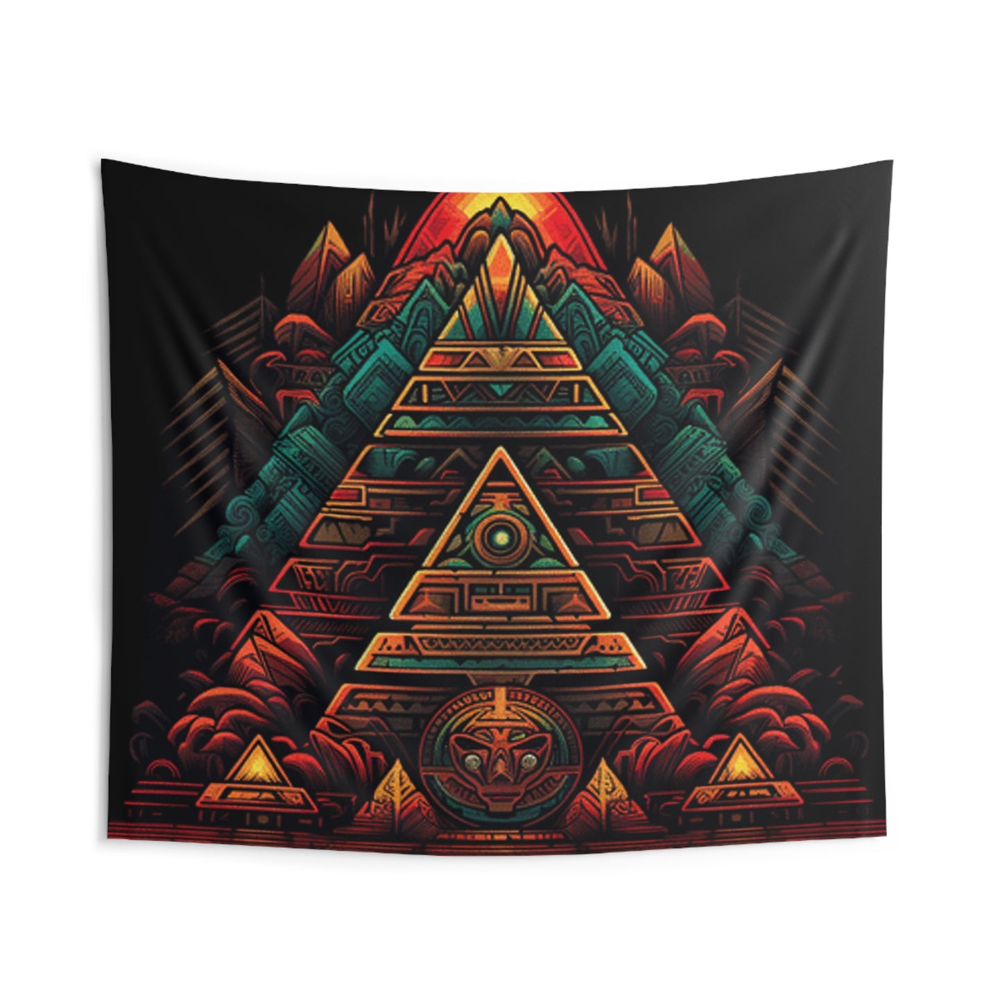 sacred geometry pyramid colorful Indoor Wall Tapestries