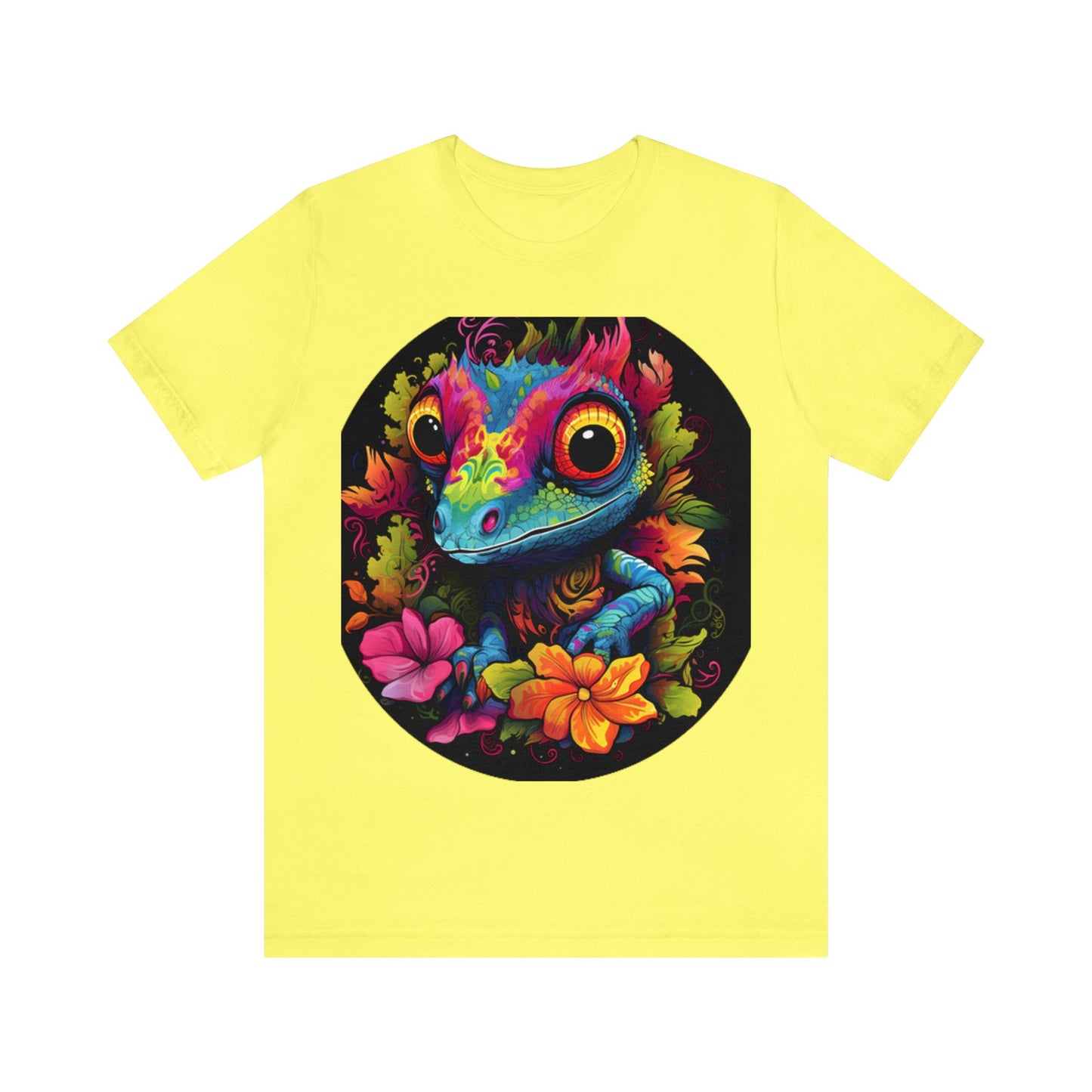 colorful cute gecko flowers Unisex Jersey Short Sleeve Tee