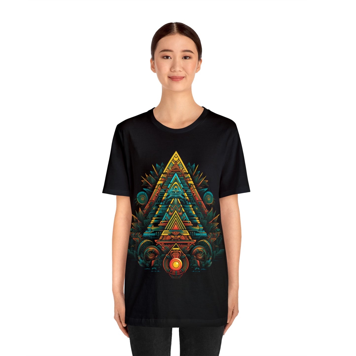 sacred geometry pyramid colorful Unisex Jersey Short Sleeve Tee