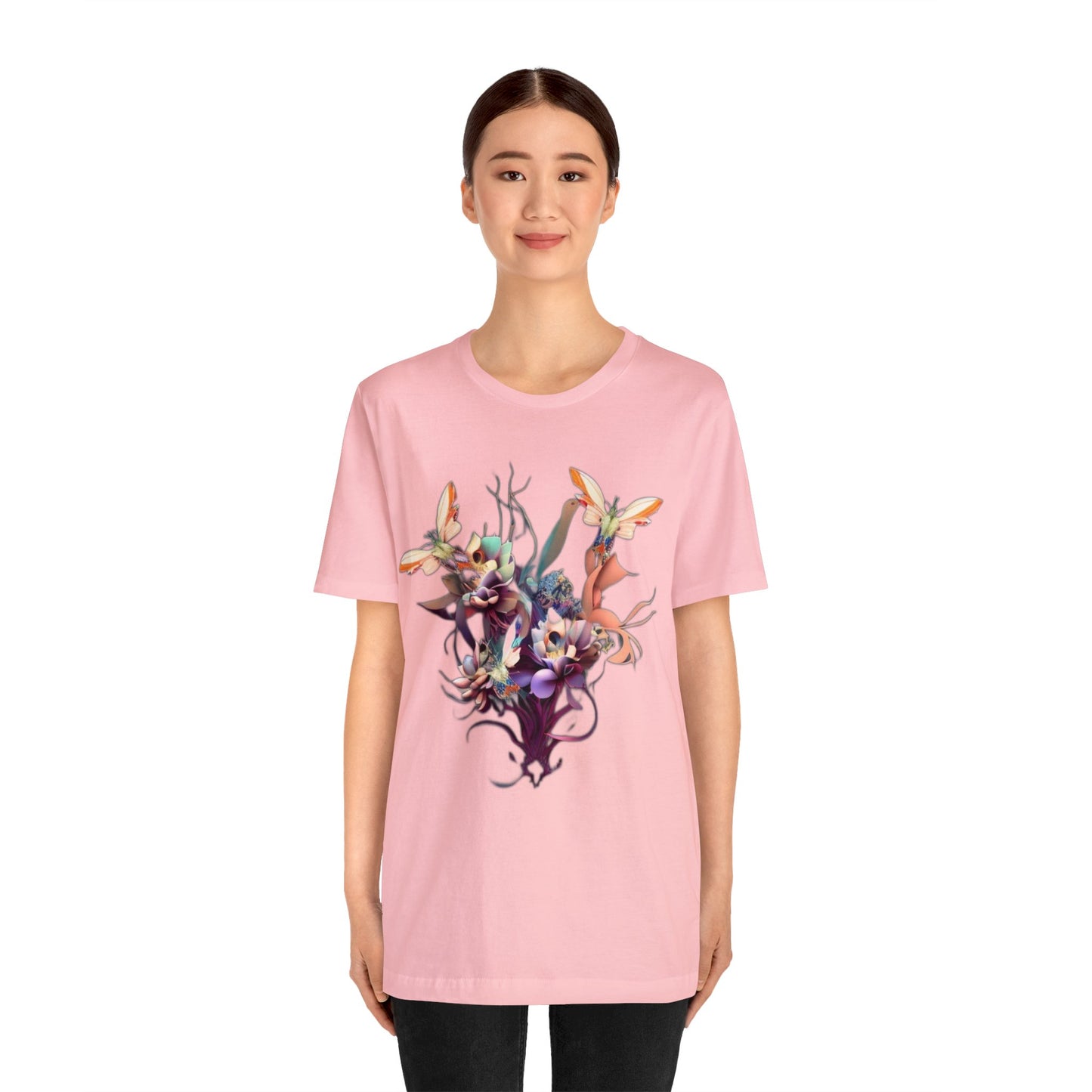 butterflies and flowers Unisex Jersey Short Sleeve Tee