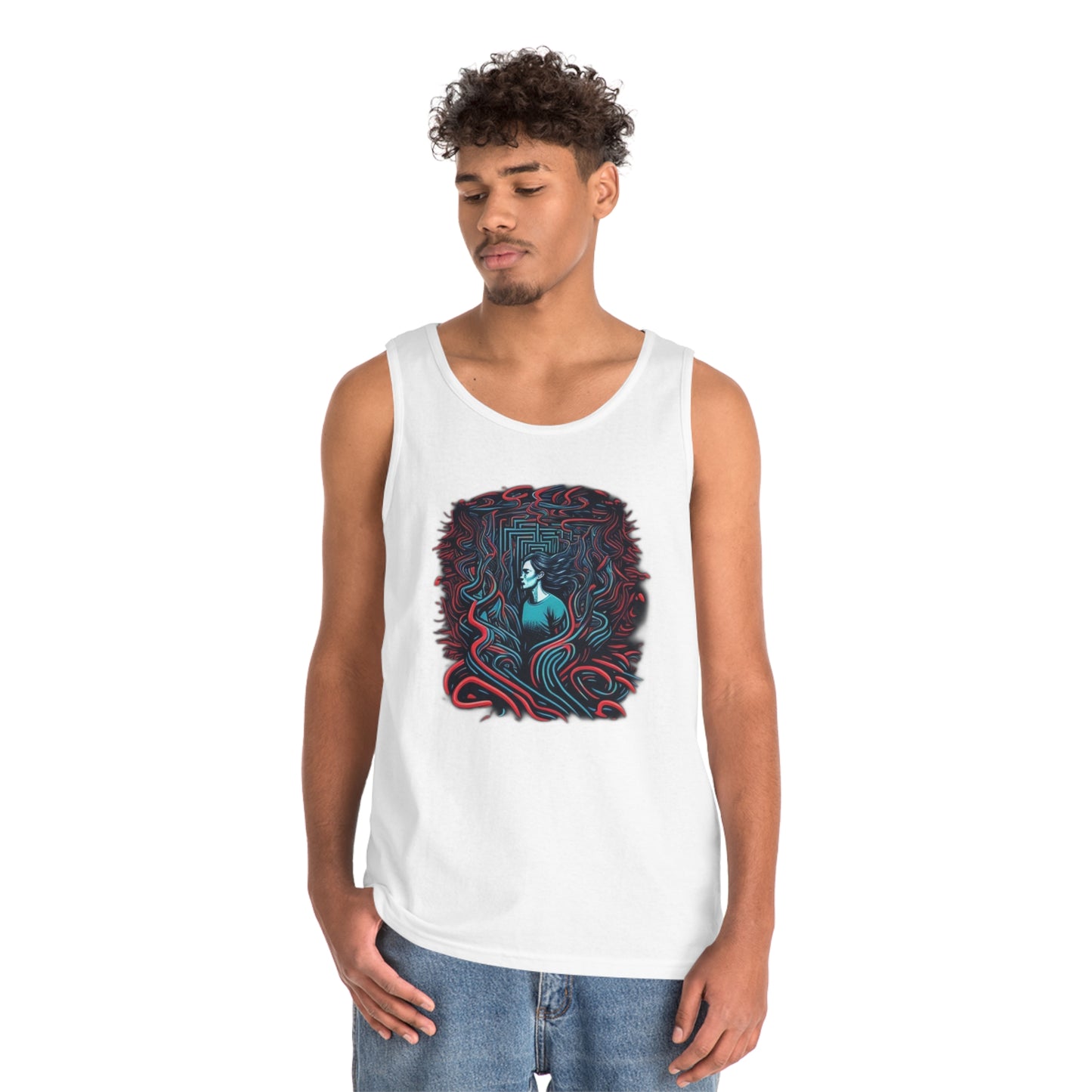 introspective colorful trippy lost in maze Unisex Heavy Cotton Tank Top