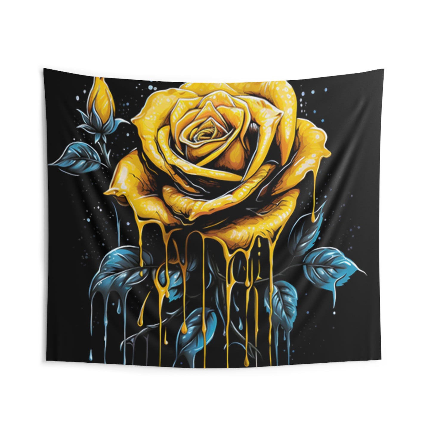 melting yellow rose colorful trippy Indoor Wall Tapestries