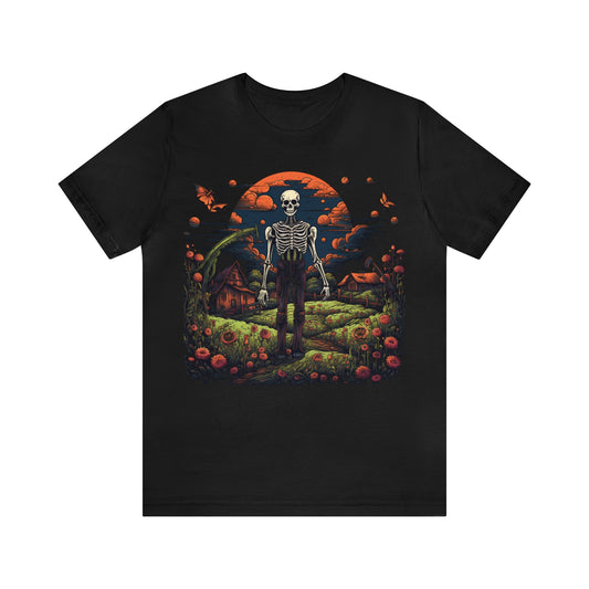 skeleton skull colorful flowers Unisex Jersey Short Sleeve Tee