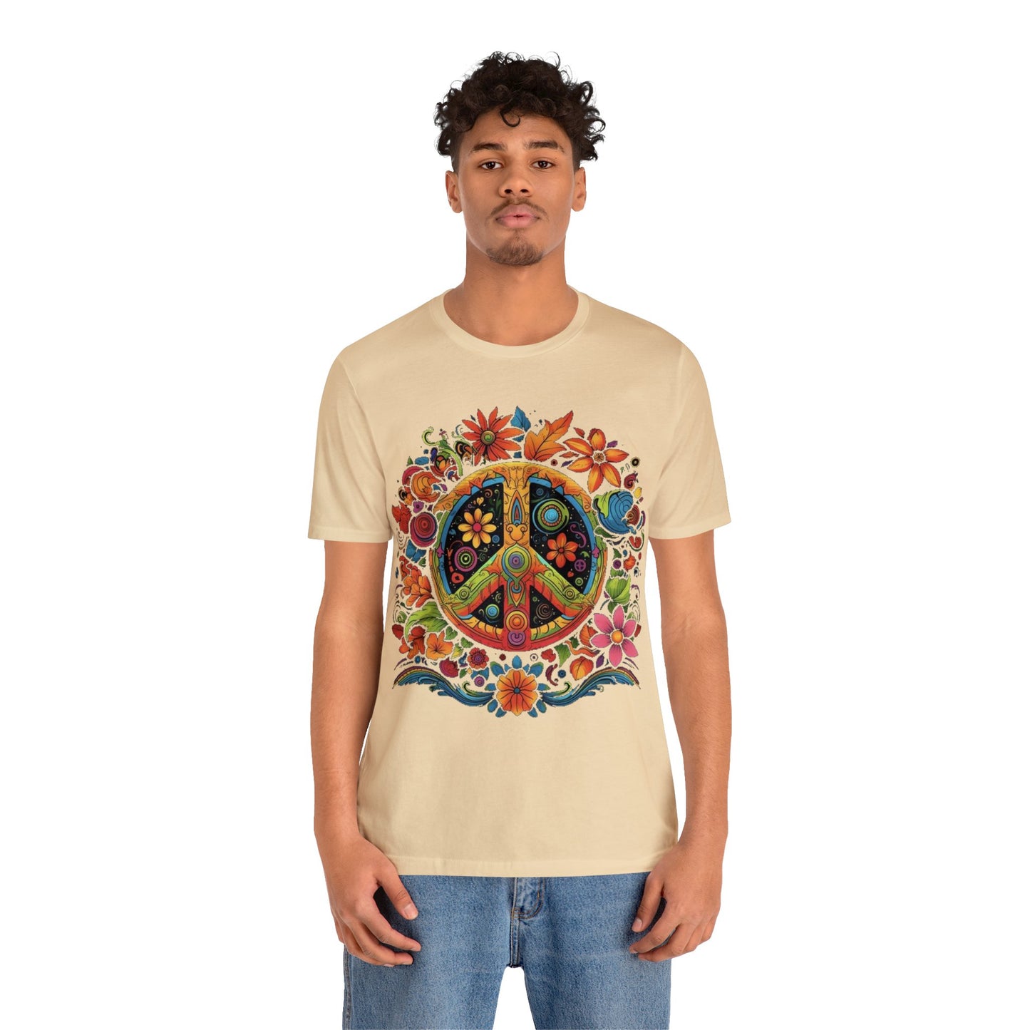 peace symbol colorful trippy Unisex Jersey Short Sleeve Tee