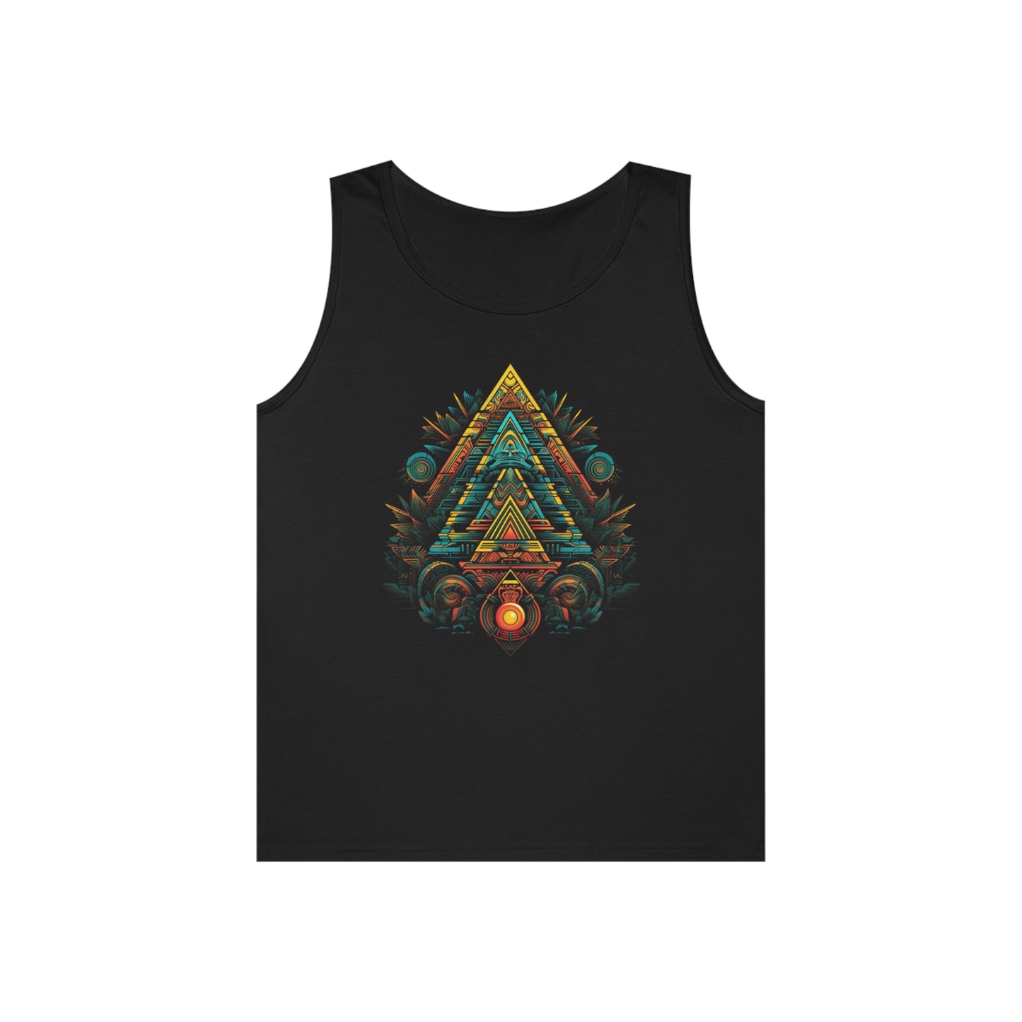 sacred geometry pyramid colorful  Unisex Heavy Cotton Tank Top