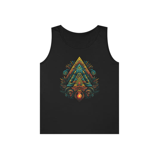 sacred geometry pyramid colorful  Unisex Heavy Cotton Tank Top