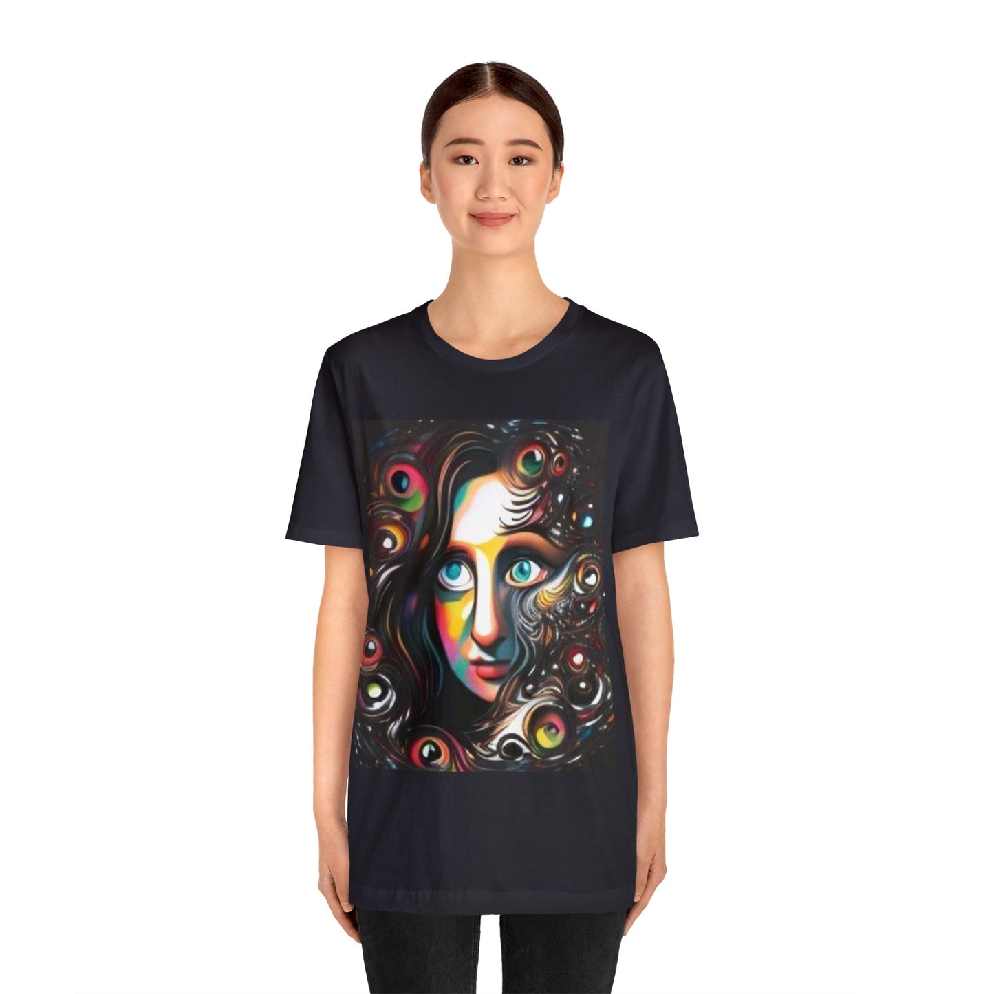 mona lisa trippy colorful Unisex Jersey Short Sleeve Tee