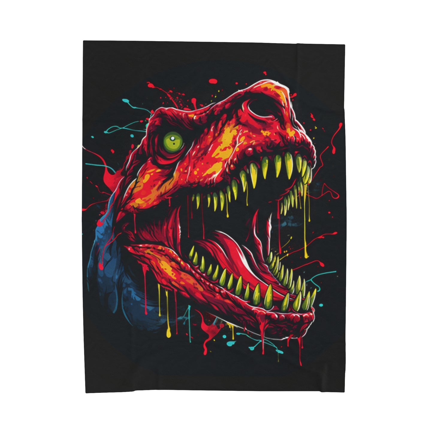 T-rex melting trippy Velveteen Plush Blanket