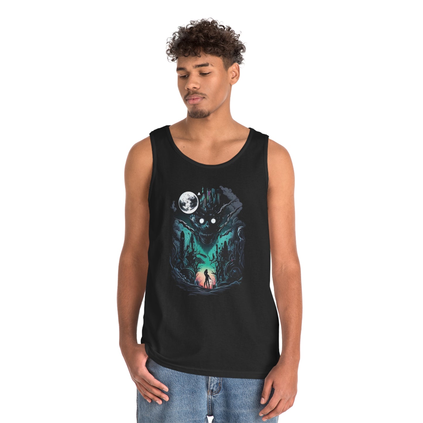 inner demons journey night trippy Unisex Heavy Cotton Tank Top