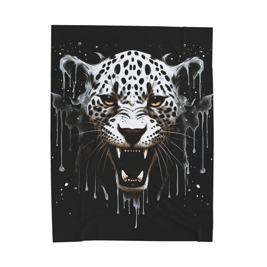 cheetah black and white melting Velveteen Plush Blanket