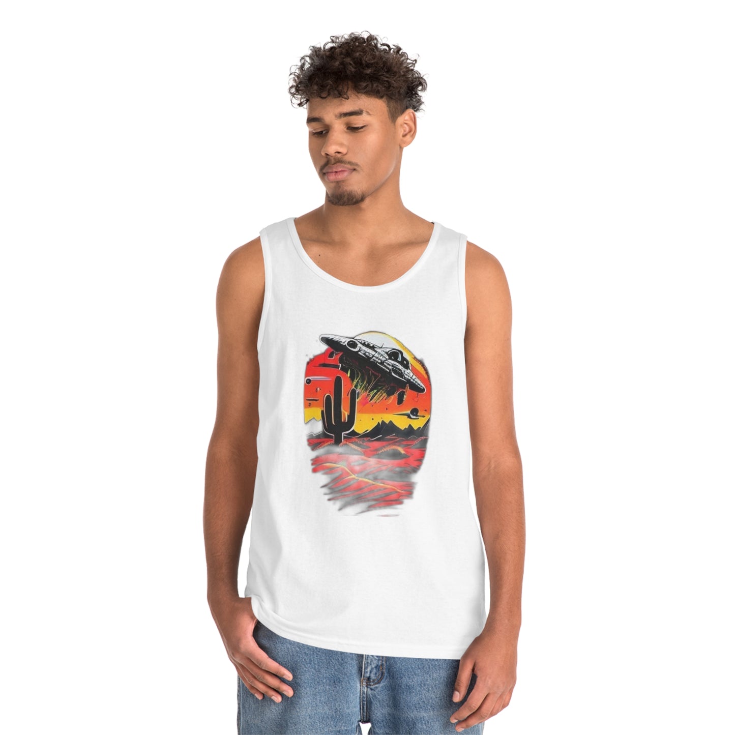 space ship trippy Unisex Heavy Cotton Tank Top