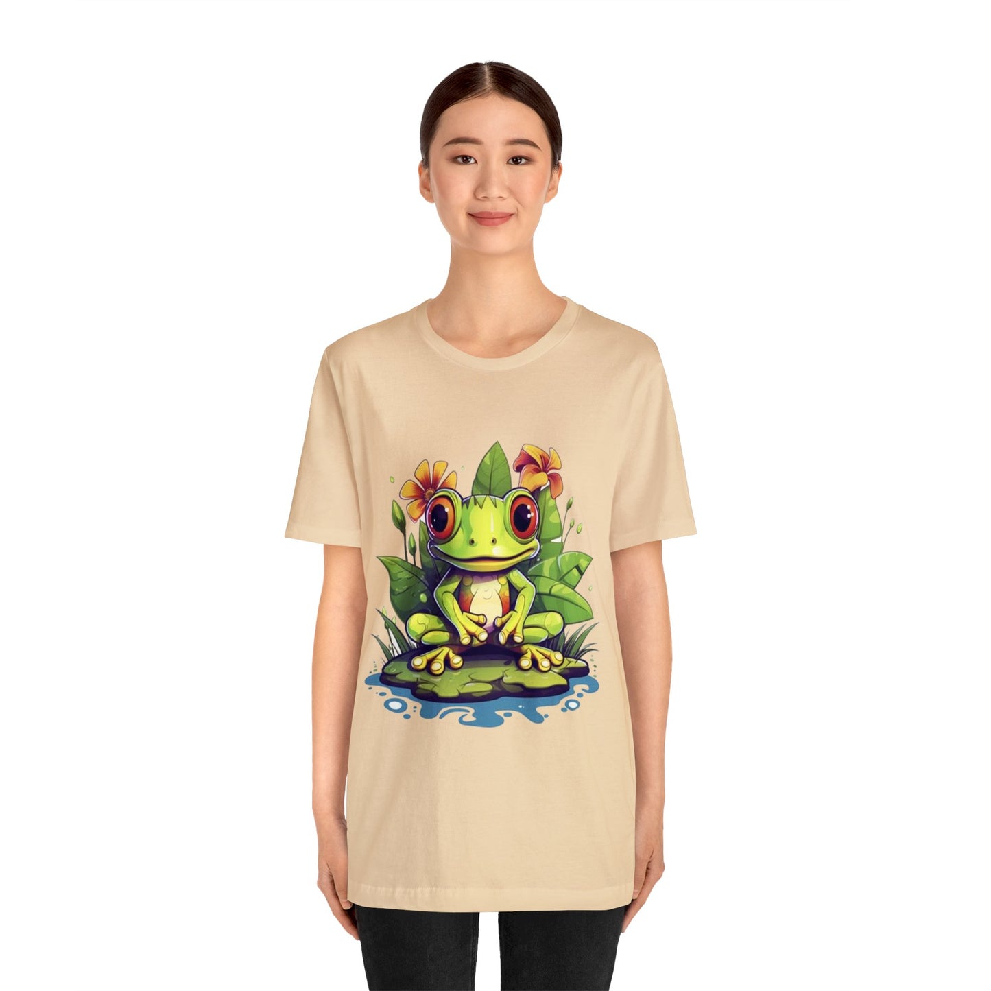 cute frog Lilly pad Unisex Jersey Short Sleeve Tee