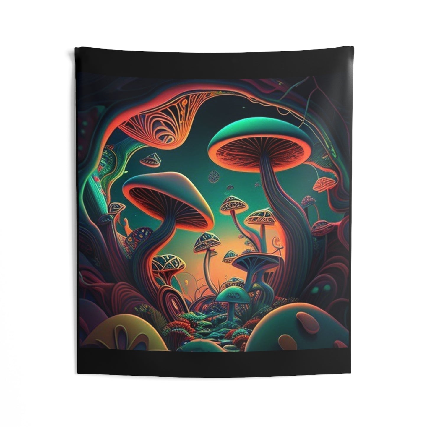 mushroom scenery trippy colorful Indoor Wall Tapestries