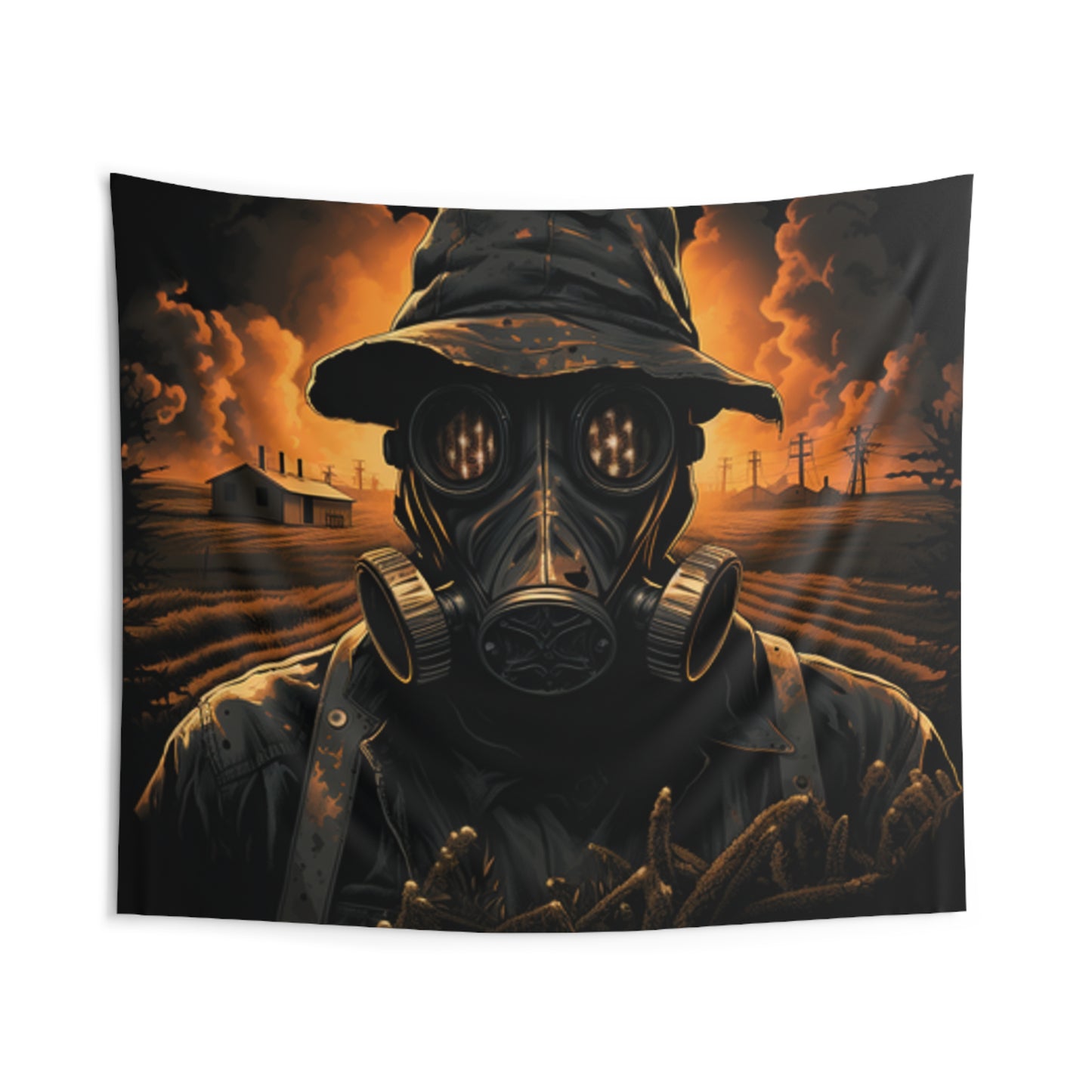 gas mask apocalyptic farmer Indoor Wall Tapestries