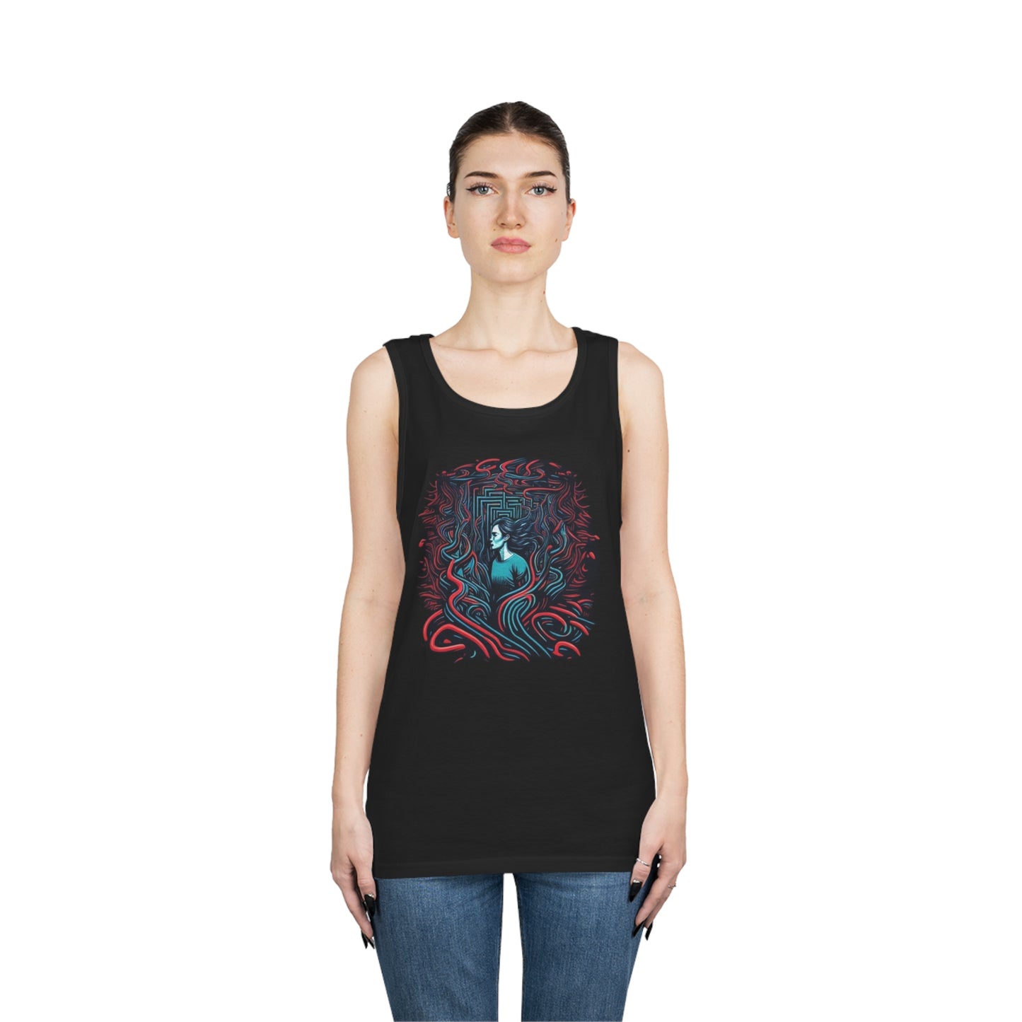 introspective colorful trippy lost in maze Unisex Heavy Cotton Tank Top