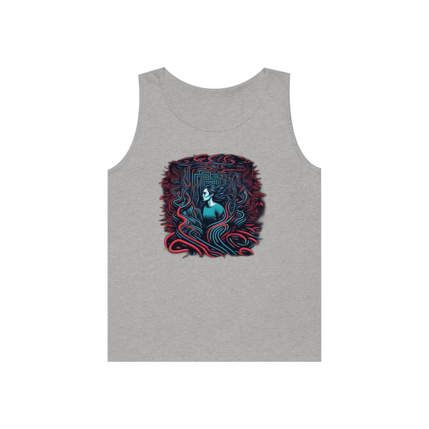 introspective colorful trippy lost in maze Unisex Heavy Cotton Tank Top