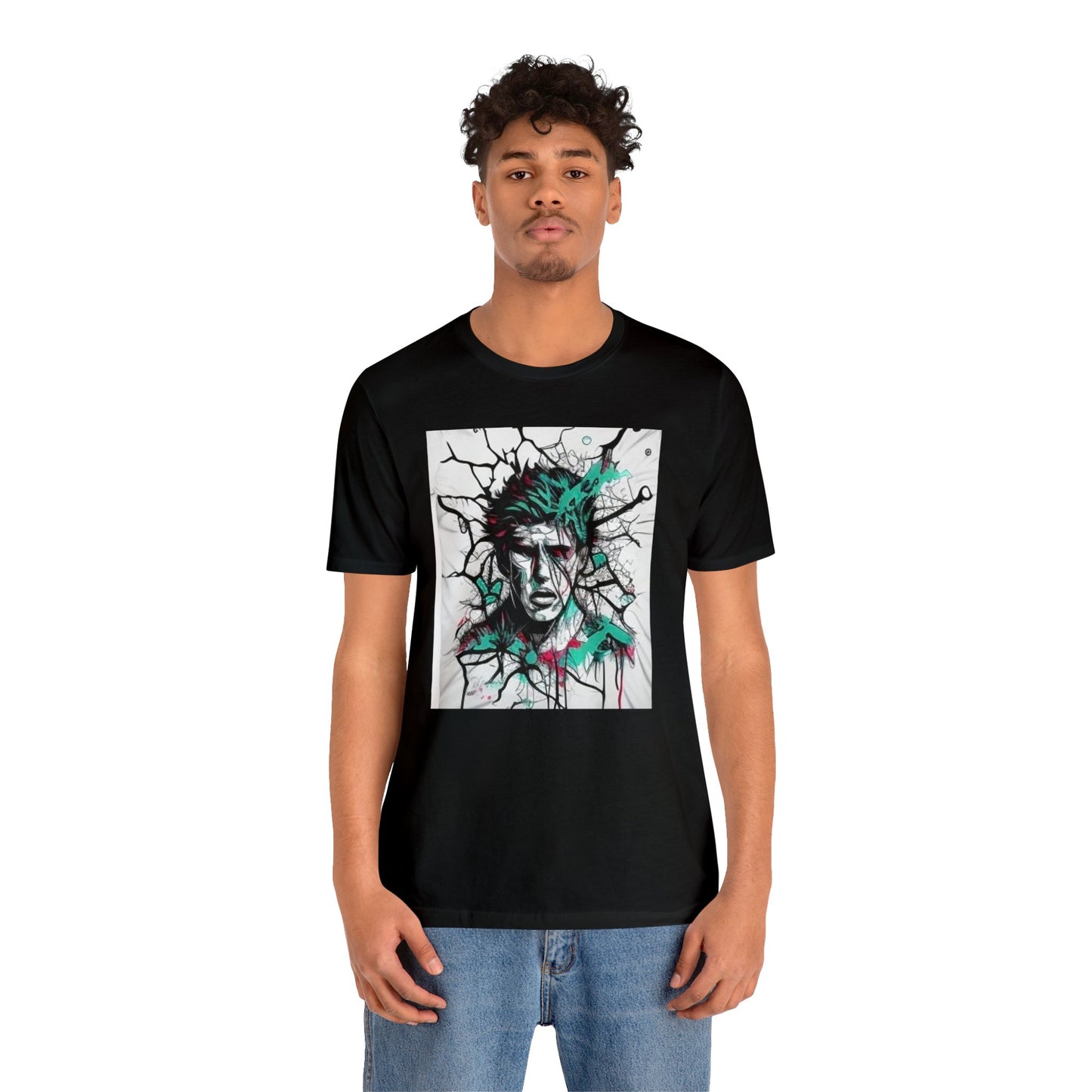 cracked man's face trippy Unisex Jersey Short Sleeve Tee