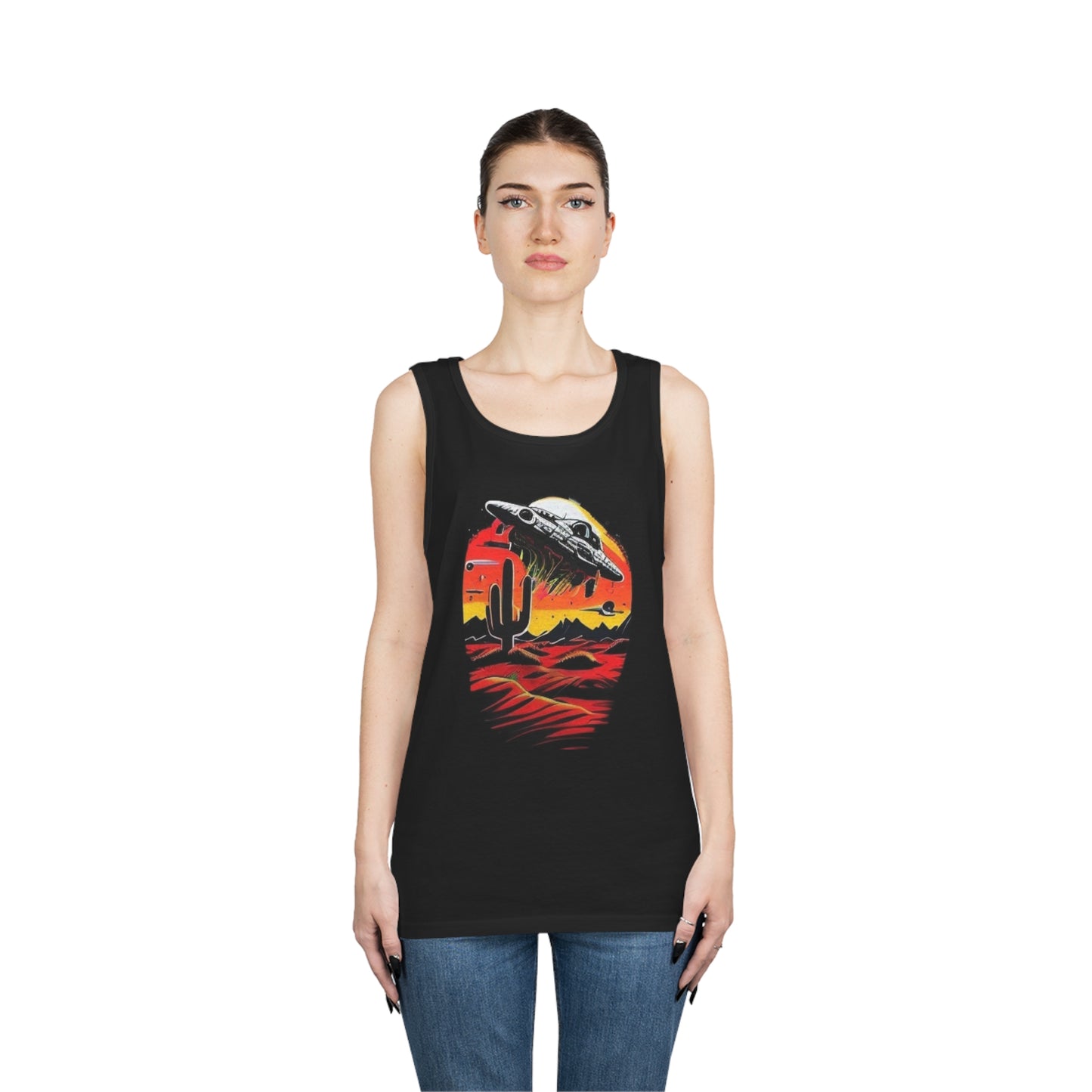 space ship trippy Unisex Heavy Cotton Tank Top