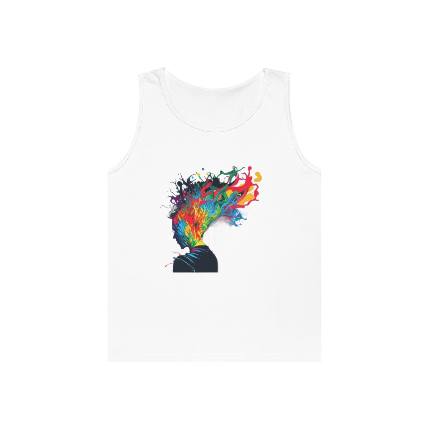 deep in thought colorful trippy Unisex Heavy Cotton Tank Top