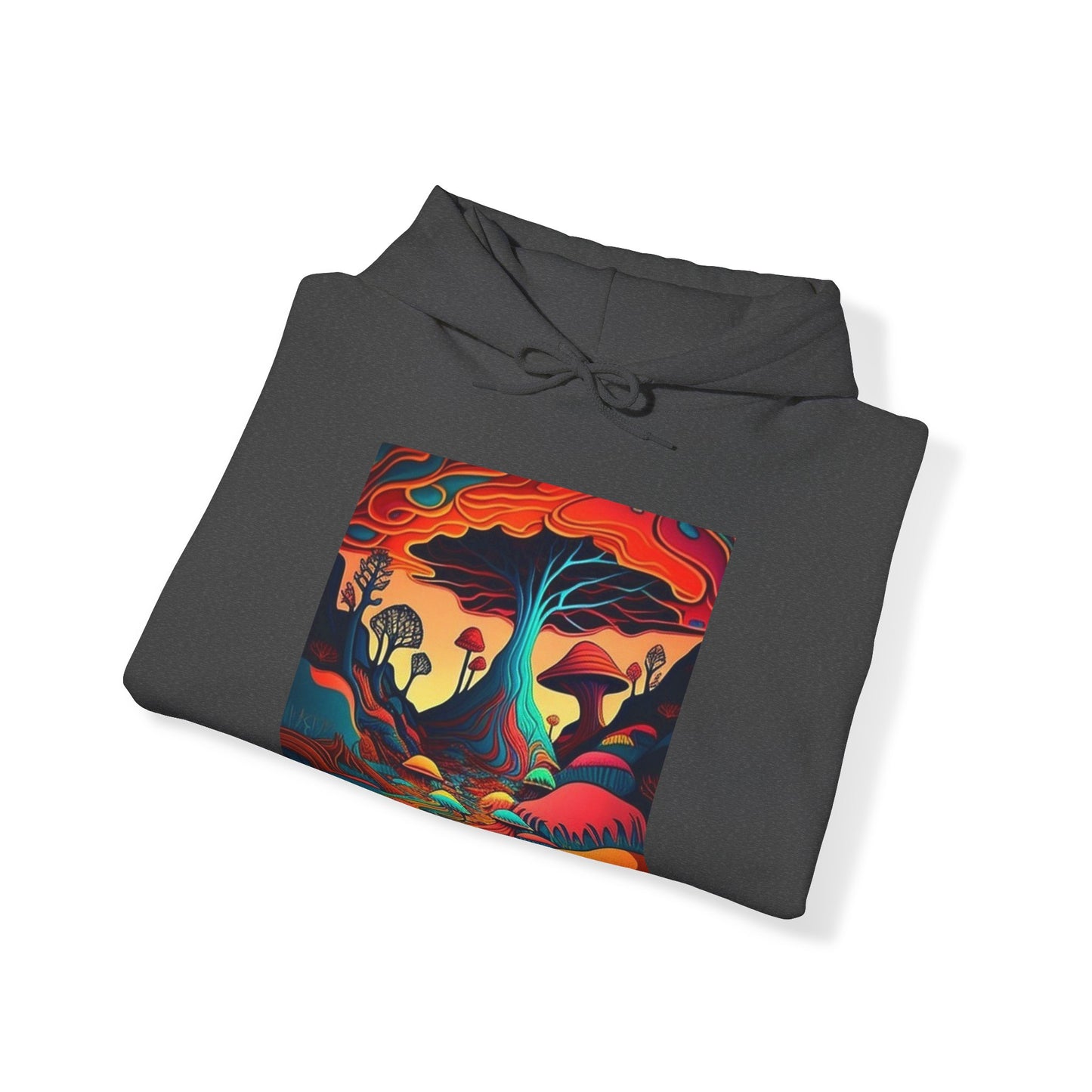 mushroom scenery trippy Unisex Heavy Blend™ Hooded Sweatshirt