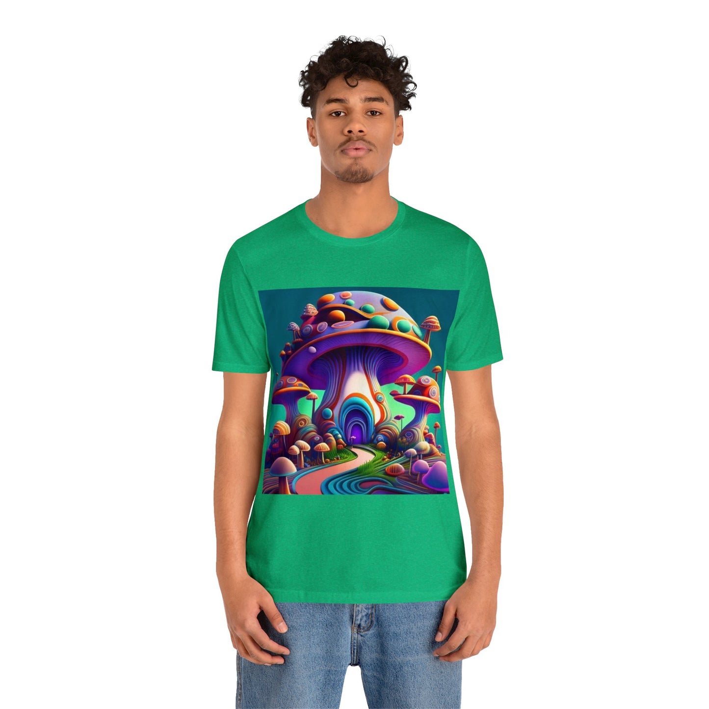 colorful trippy mushroom Unisex Jersey Short Sleeve Tee