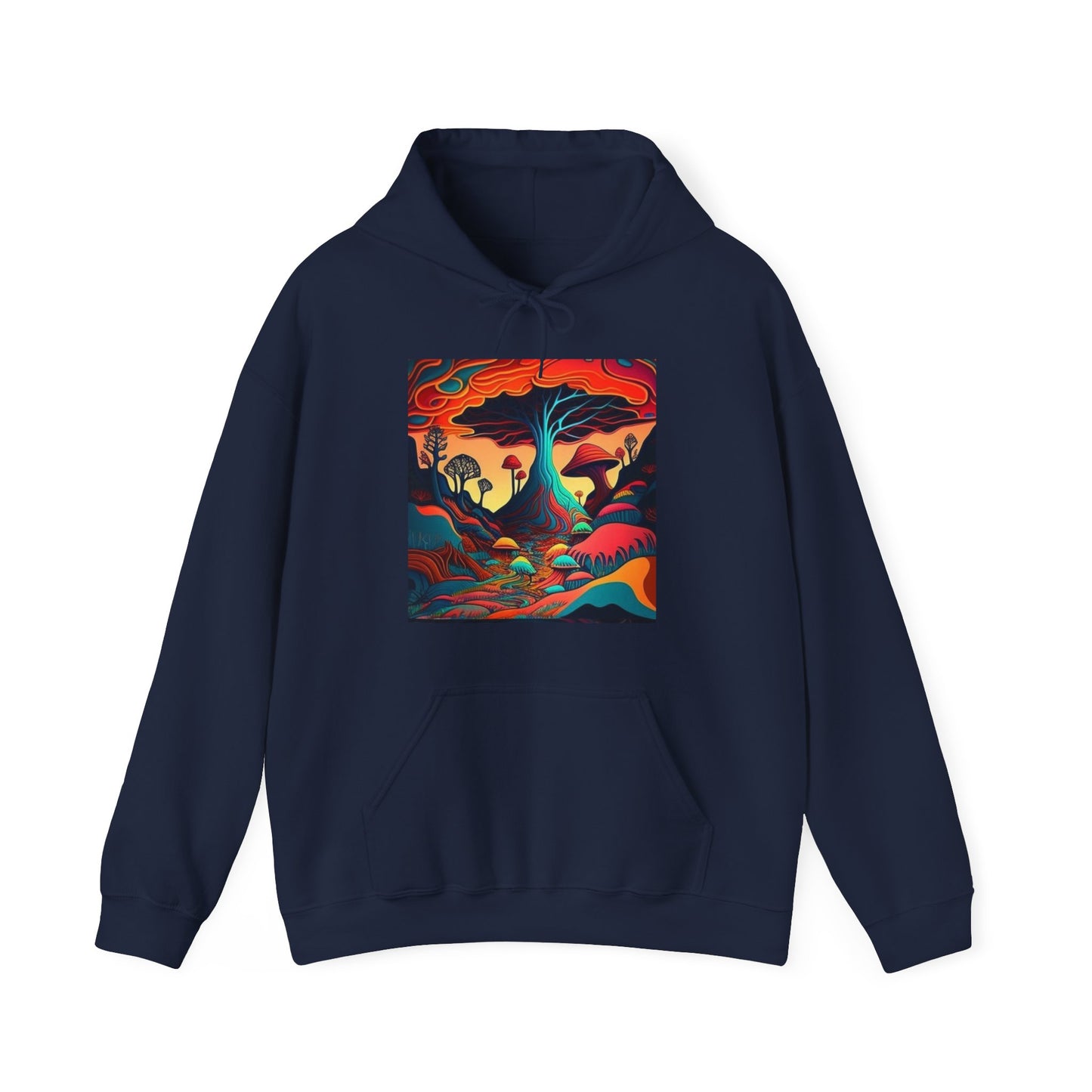 mushroom scenery trippy Unisex Heavy Blend™ Hooded Sweatshirt