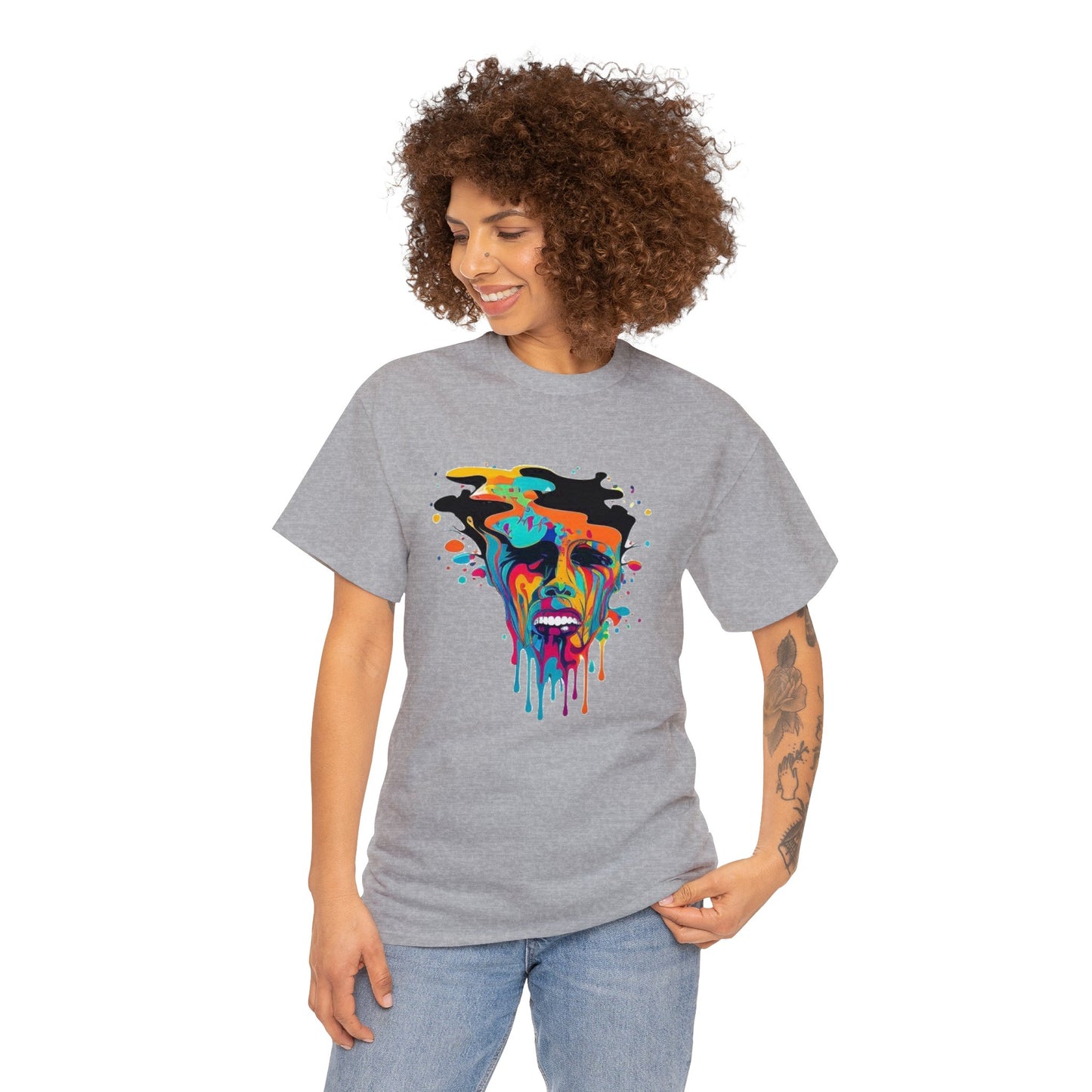 melting face colorful trippy Unisex Heavy Cotton Tee