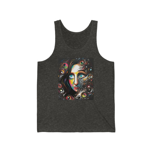 mona lisa trippy colorful Unisex Jersey Tank