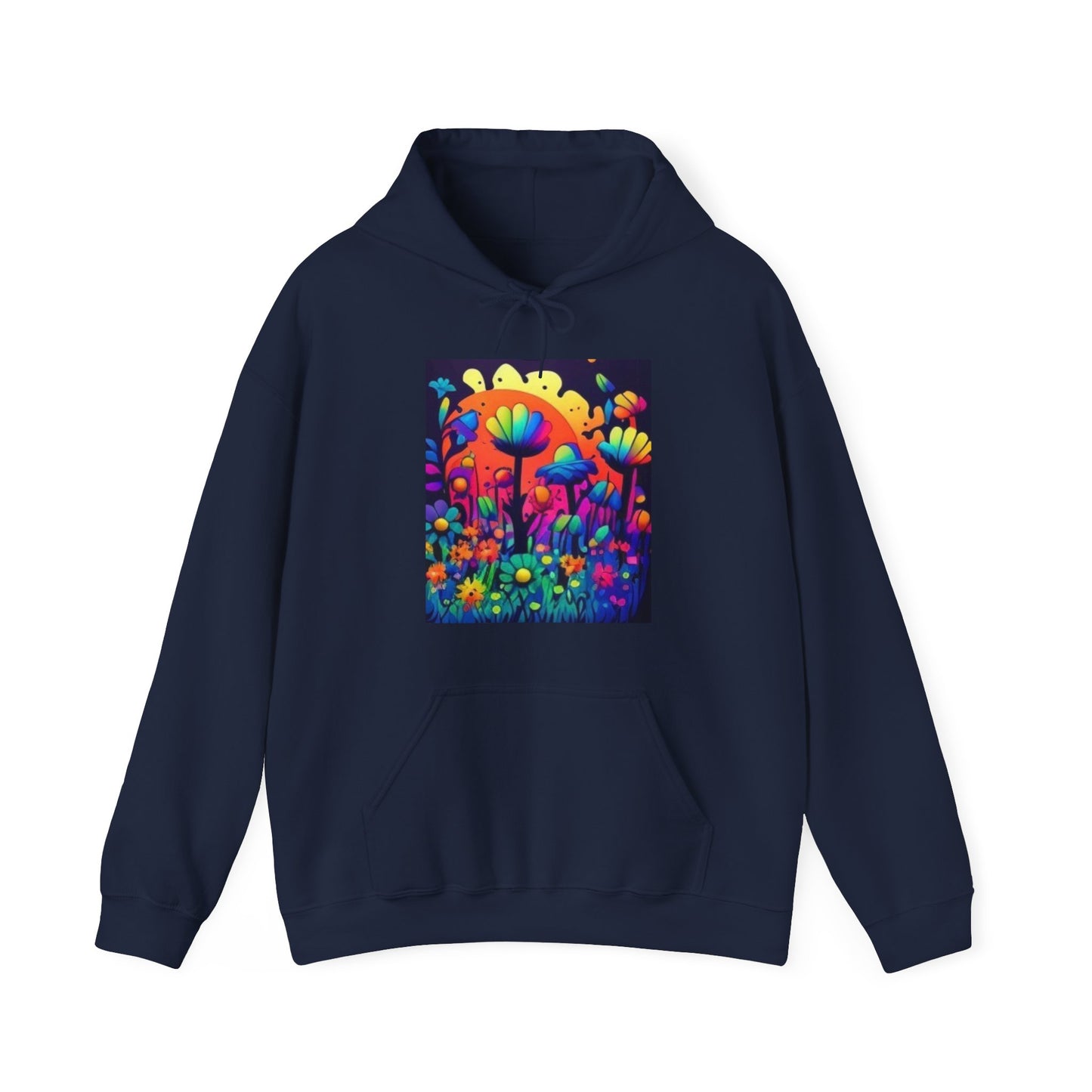 70's style trippy flowers Unisex Heavy Blend™ Hooded Sweatshirt