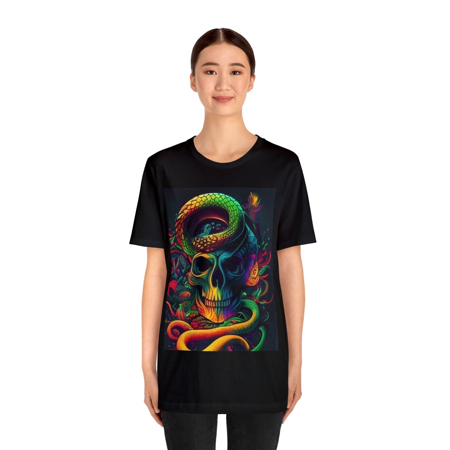 snake and skull colorful trippy Unisex Jersey Short Sleeve Tee