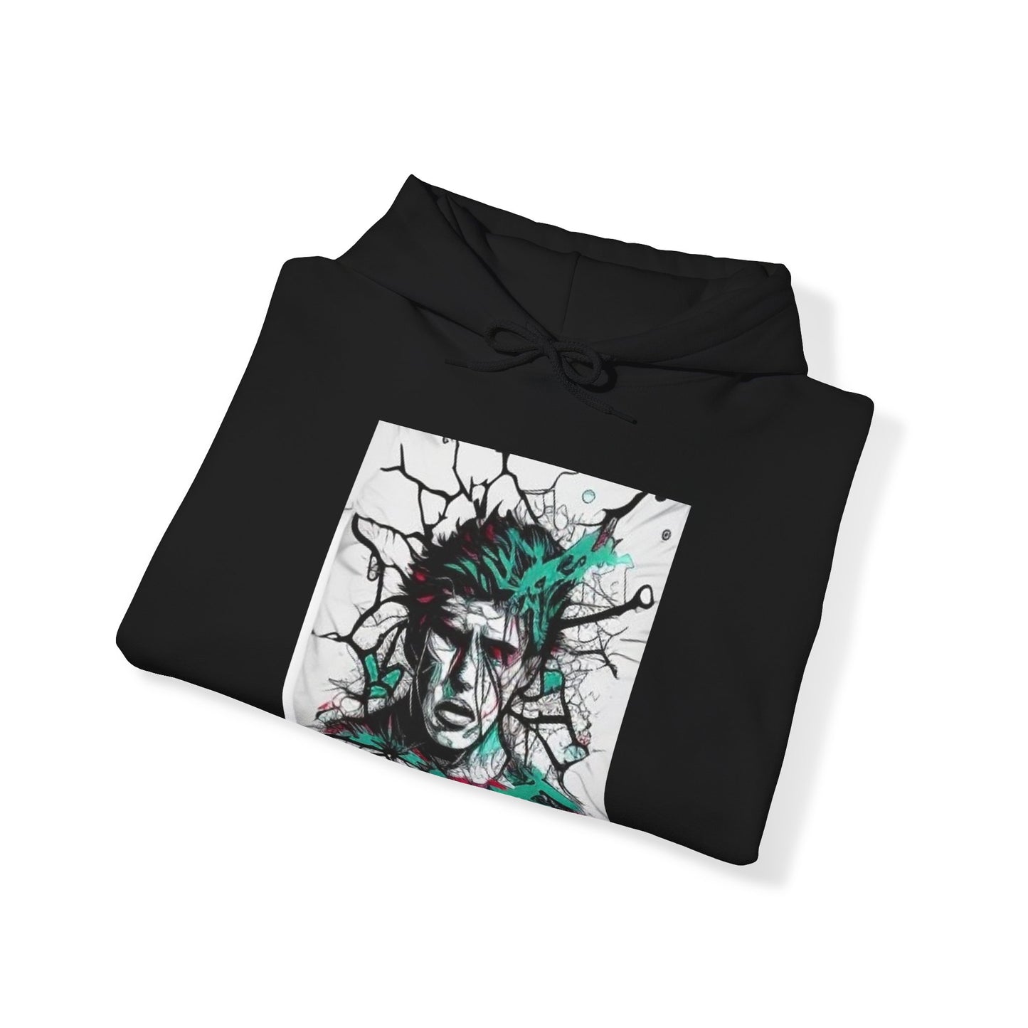 cracked man's face trippy Unisex Heavy Blend™ Hooded Sweatshirt