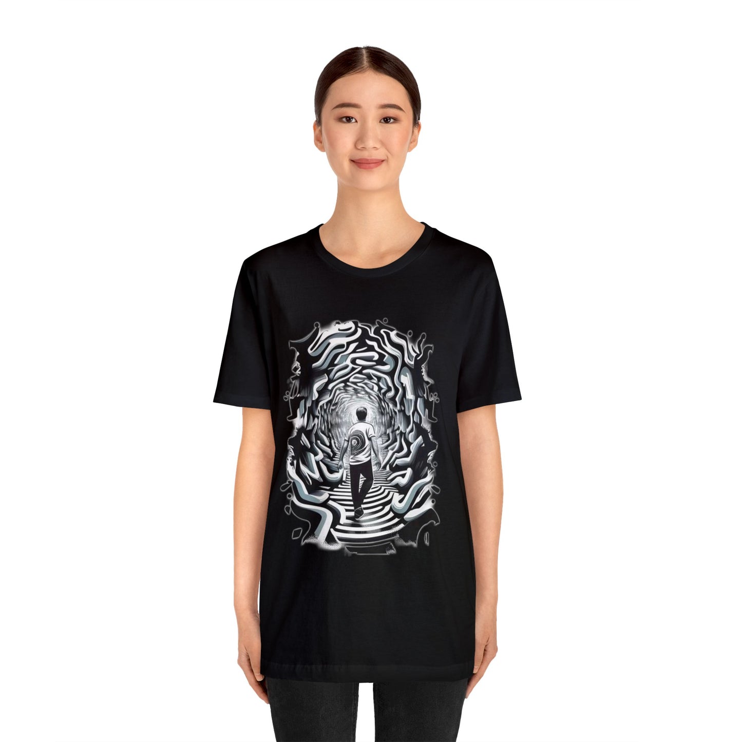 black and white void trippy Unisex Jersey Short Sleeve Tee