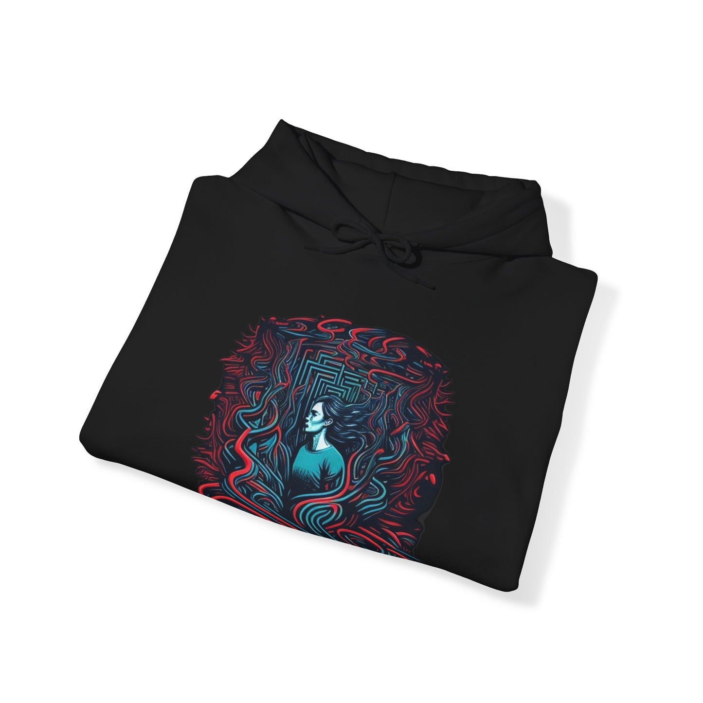 introspective colorful trippy lost in maze Unisex Heavy Blend™ Hooded Sweatshirt