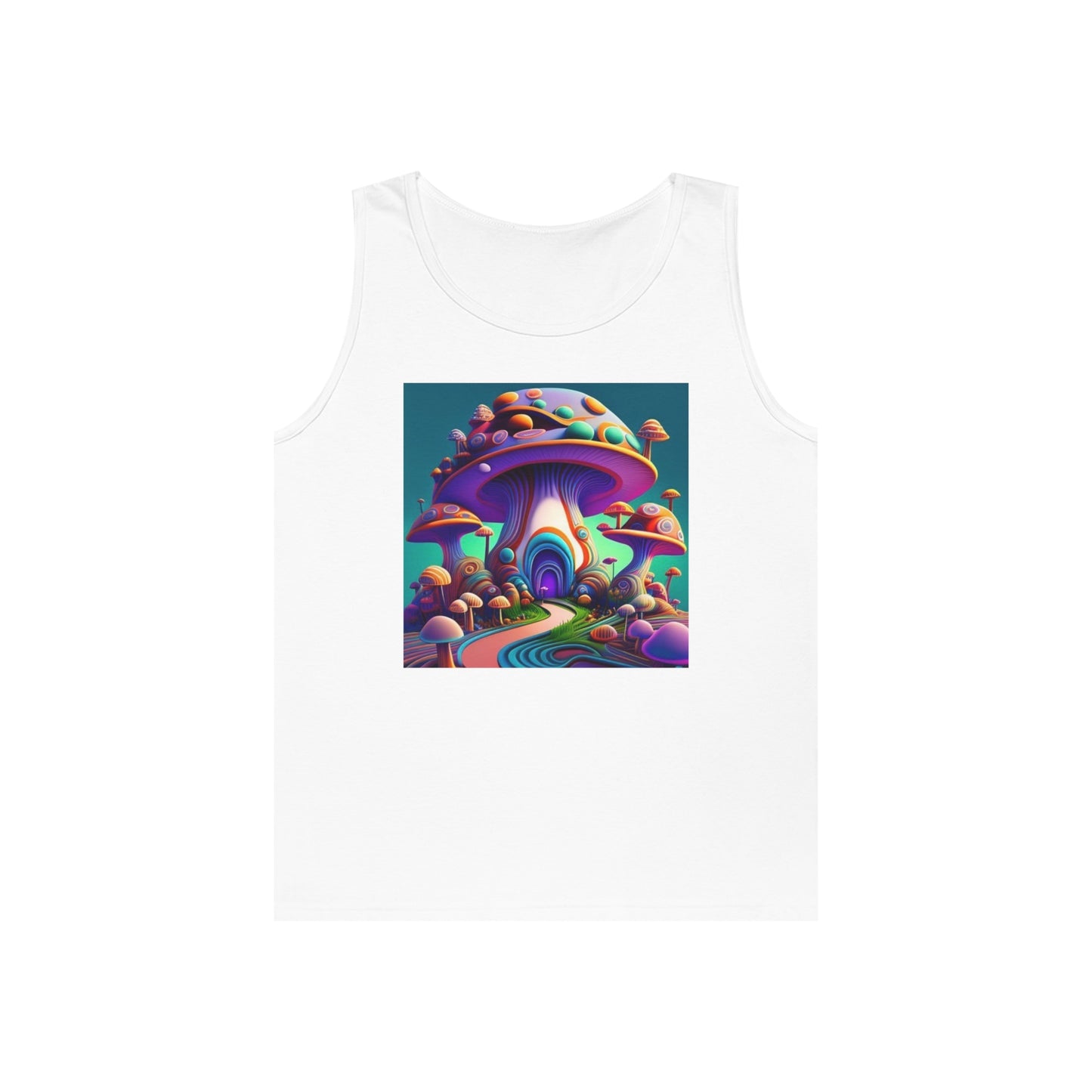 colorful trippy mushroom Unisex Heavy Cotton Tank Top