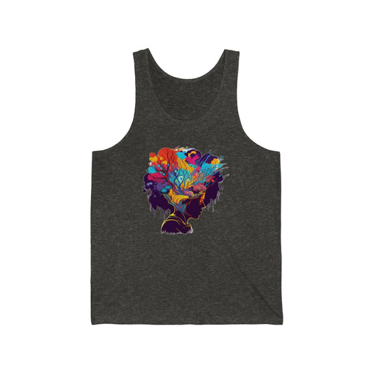 mind blown introspective colorful trippy Unisex Jersey Tank