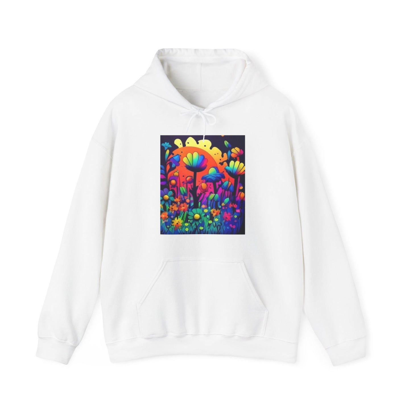 70's style trippy flowers Unisex Heavy Blend™ Hooded Sweatshirt