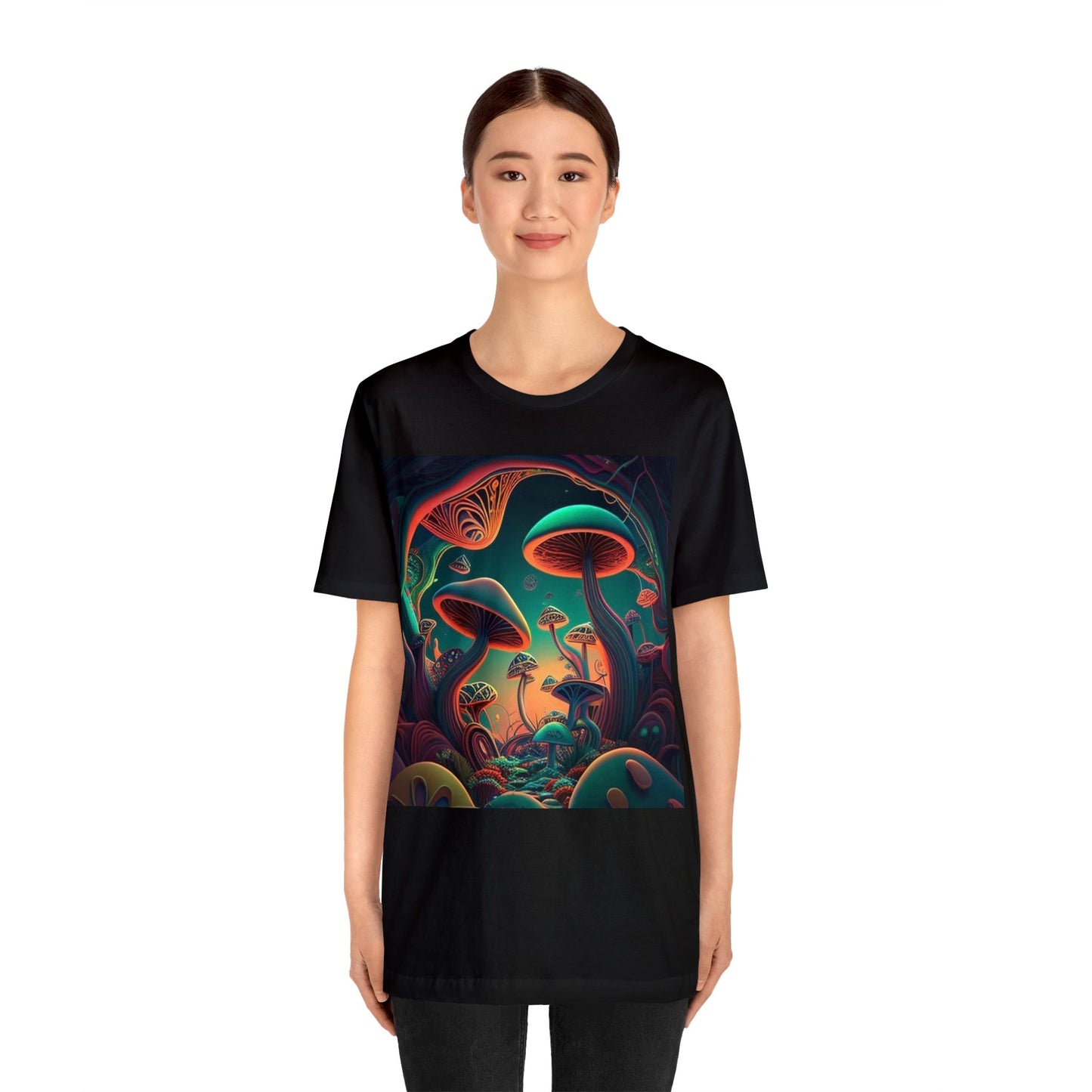 mushroom scenery trippy colorful Unisex Jersey Short Sleeve Tee