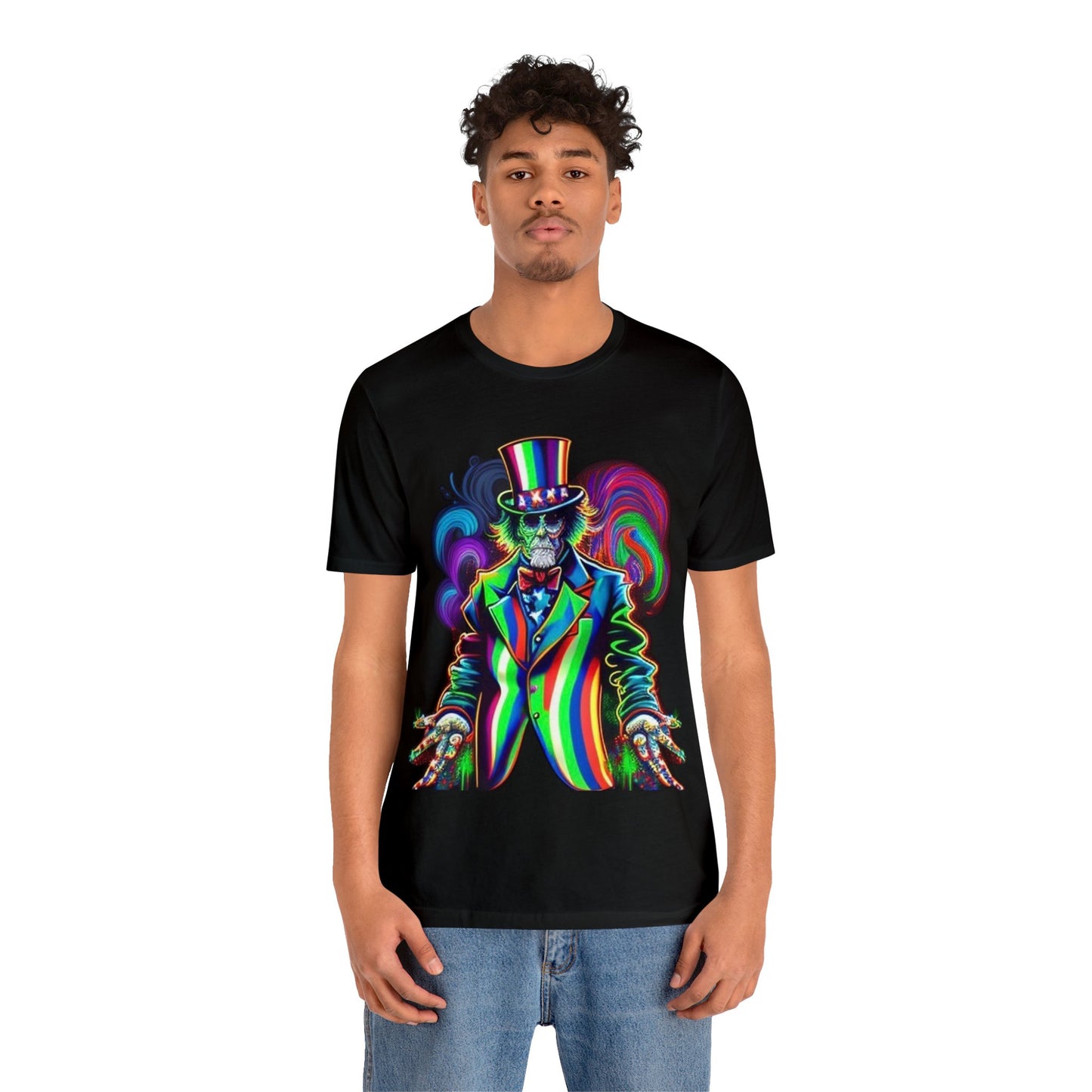 undead uncle Sam 4th of July trippy colorful Unisex Jersey Short Sleeve Tee