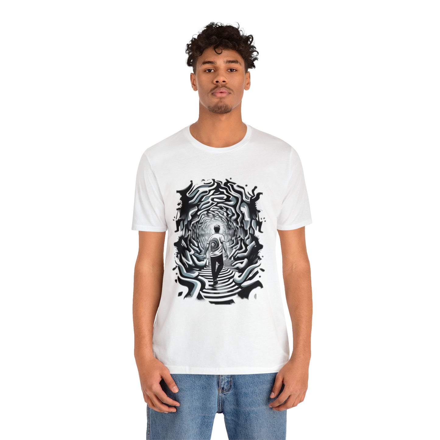 black and white void trippy Unisex Jersey Short Sleeve Tee