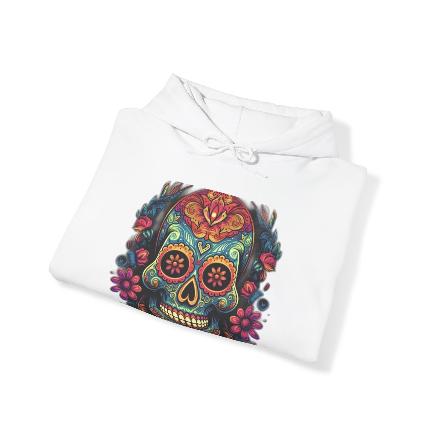 sugar skull and flowers colorful Unisex Heavy Blend™ Hooded Sweatshirt