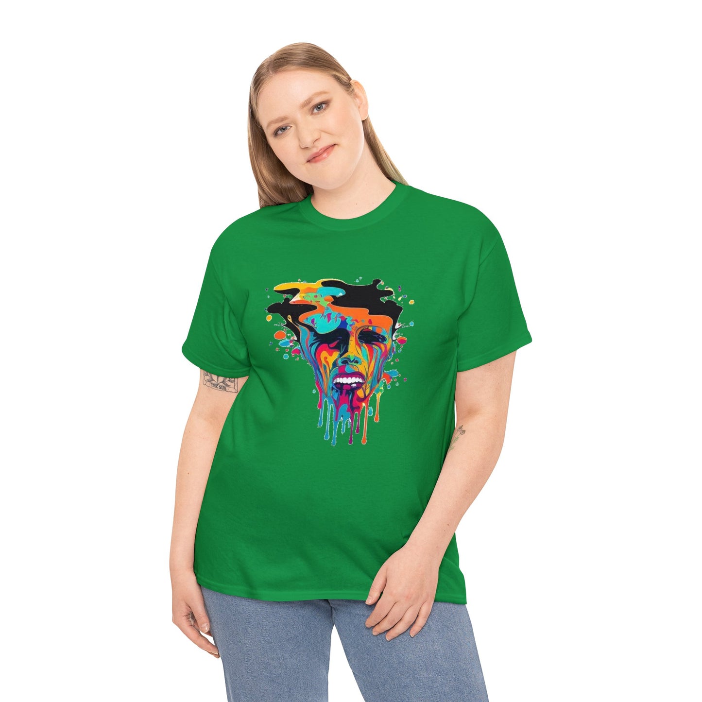 melting face colorful trippy Unisex Heavy Cotton Tee