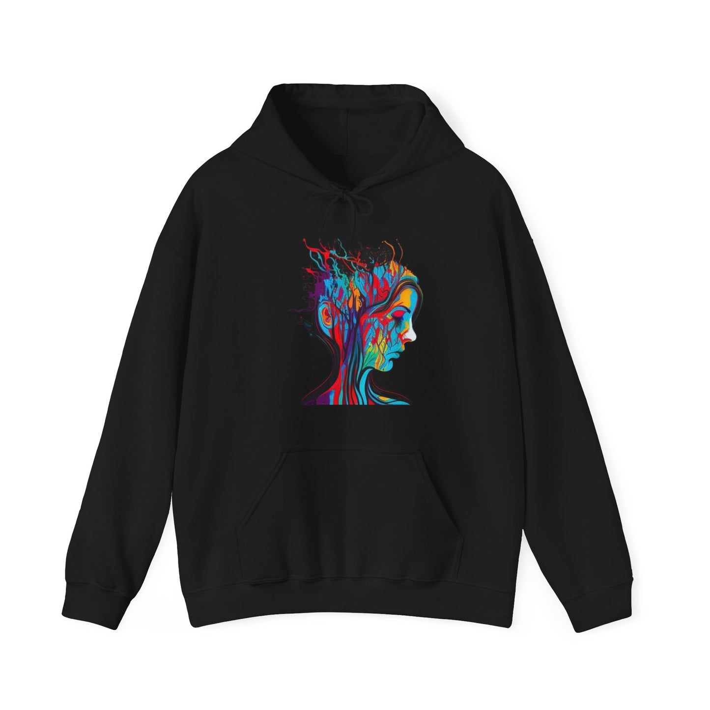 introspective colorful trippy sad face Unisex Heavy Blend™ Hooded Sweatshirt