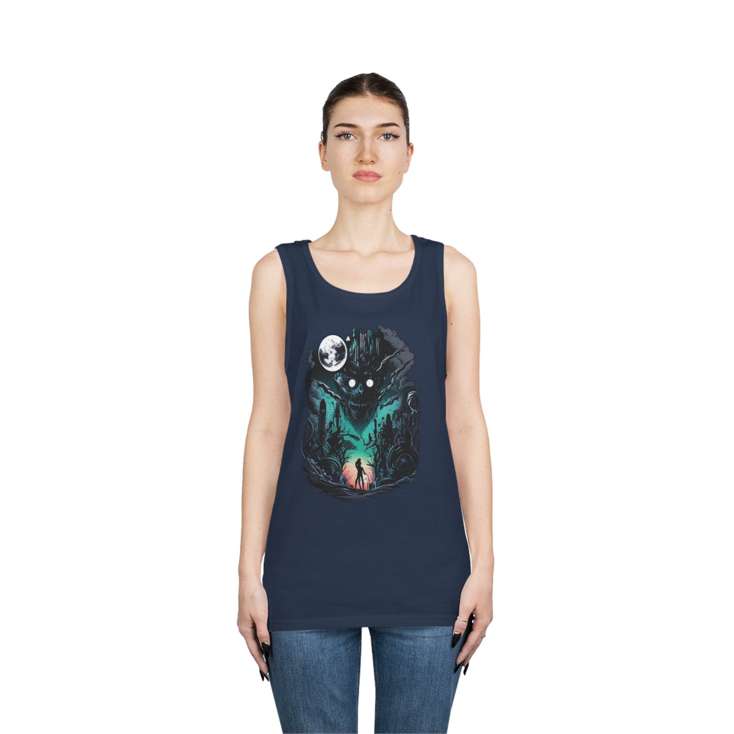 inner demons journey night trippy Unisex Heavy Cotton Tank Top