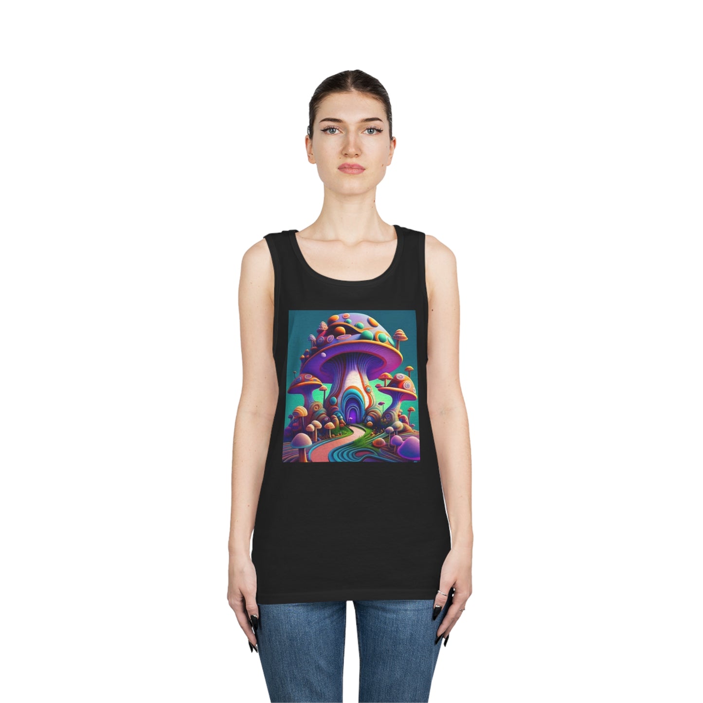 colorful trippy mushroom Unisex Heavy Cotton Tank Top