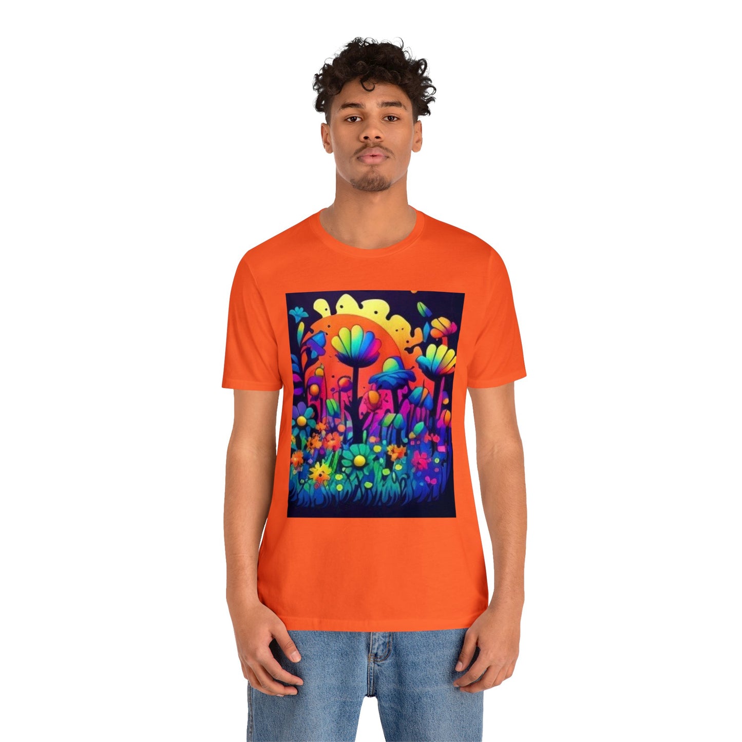 70's style trippy flowers Unisex Jersey Short Sleeve Tee