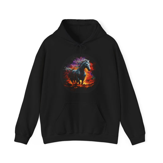 white horse colorful Unisex Heavy Blend™ Hooded Sweatshirt